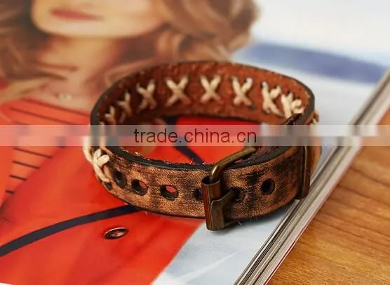 Fashion Jewelry leather Bracelet Punk Motorcycle Biker Bangle bracelets