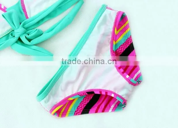 Slim Colorful Strings Print infants kids girls bikini swimsuit Bathing swimwear