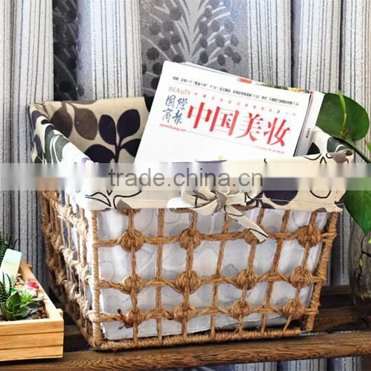 100% Cotton Storage Basket Beige Corn Bran Woven Baskets factory price
