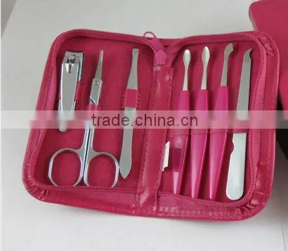 stainless steel 7pcs manicure set with a PU leather case