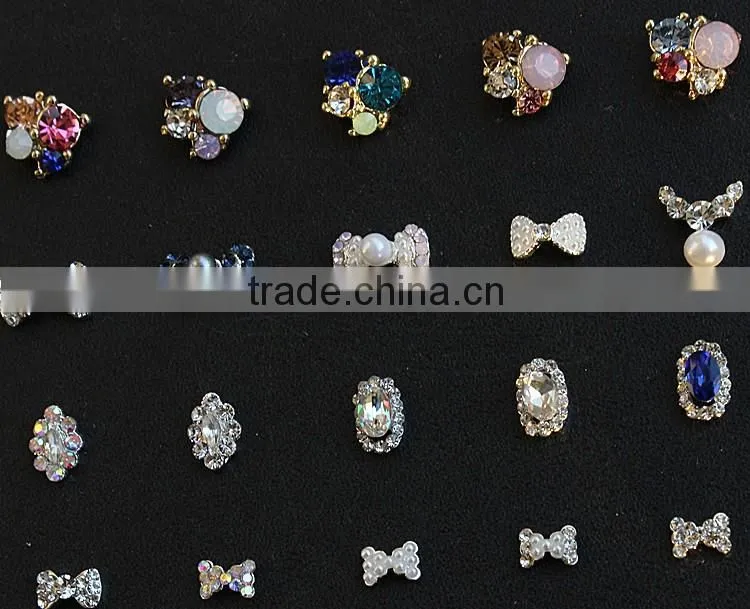 opaque stone pearl bow design fantasy nail jewelry