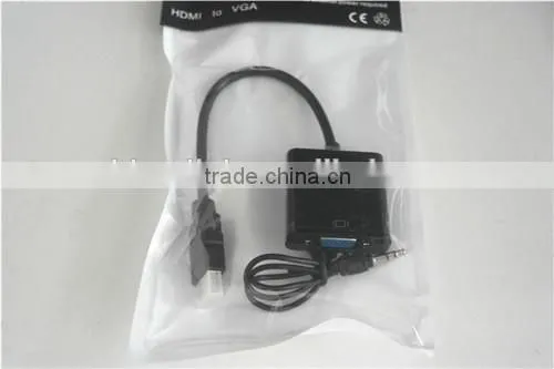 black color top quality 1080p HDMIto VGA Adaptor Converter with Audio Full HD 1080p for PC Laptop DVD BluRay