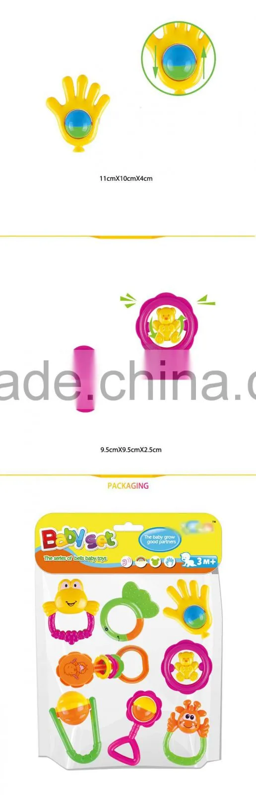 Lovely plastic music instrumental baby rattles nipple infant toys