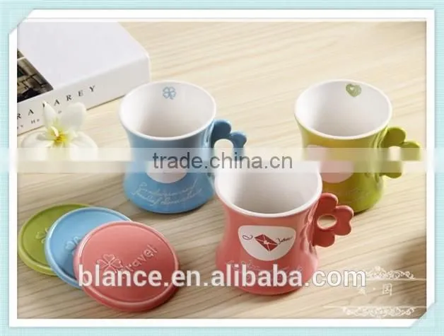 ceramic four-leaved clover mug leaf design handle