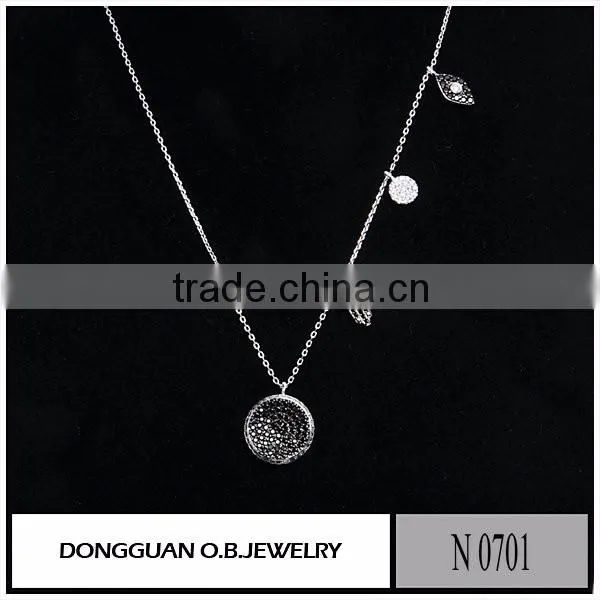 925 sterling silver lucky jewelry necklace fashion rhodium plated chain necklace from China