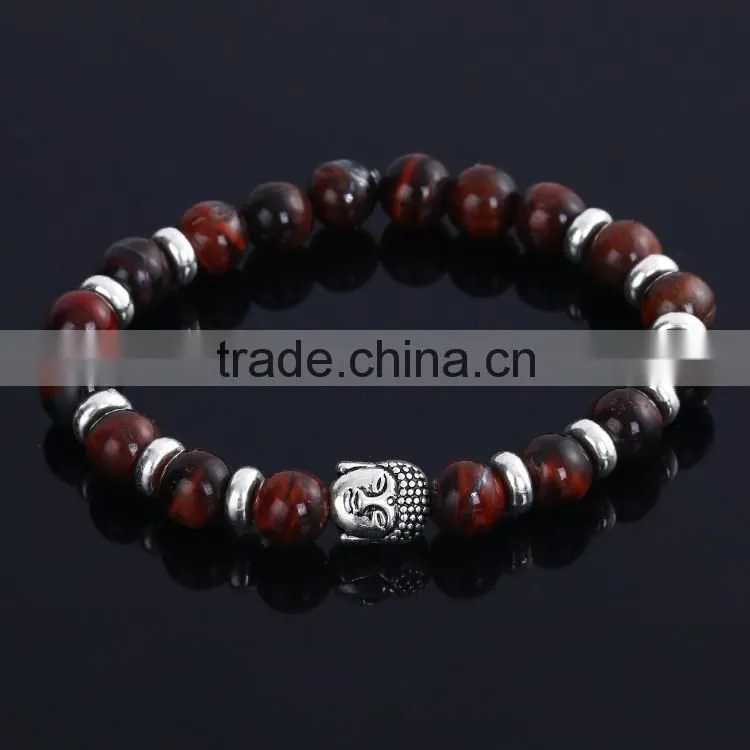 Hot Antique Crystal Rhinestone Leopard Head Lava Stone Buddha Bracelet