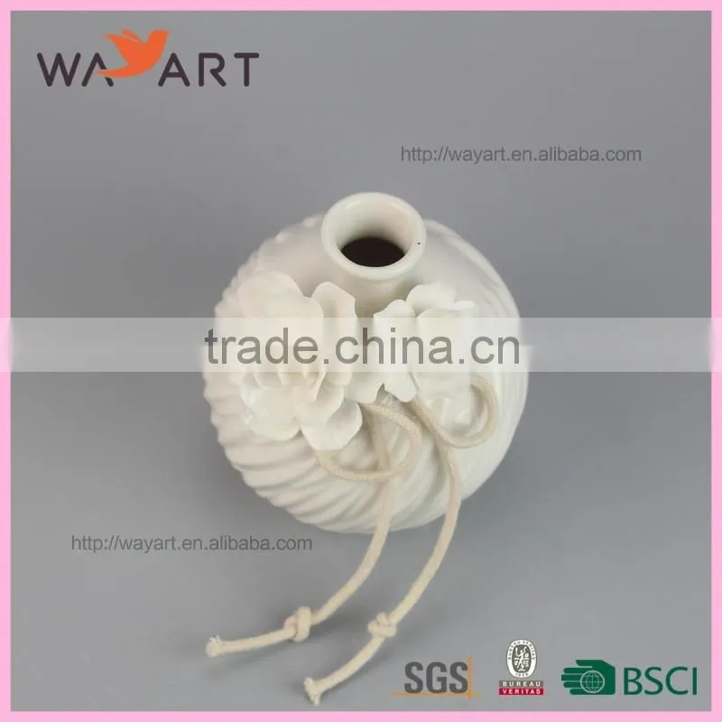 New Arrival White Ceramic Oil Dispenser With Flower Design