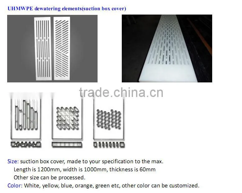 China Designed UHMWPE Dewatering element plates for paper&pulp machine