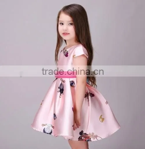 2016 lovely baby girl designer one piece party dress summer hot sale party dress for 2-12 years old girls