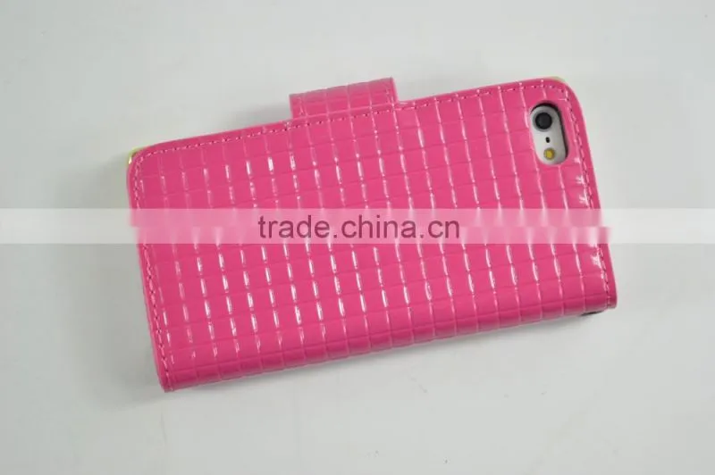 2016 Beautiful and Cute Style PU Leather Case for iphone6 with Big Magnet, Card slots and sling
