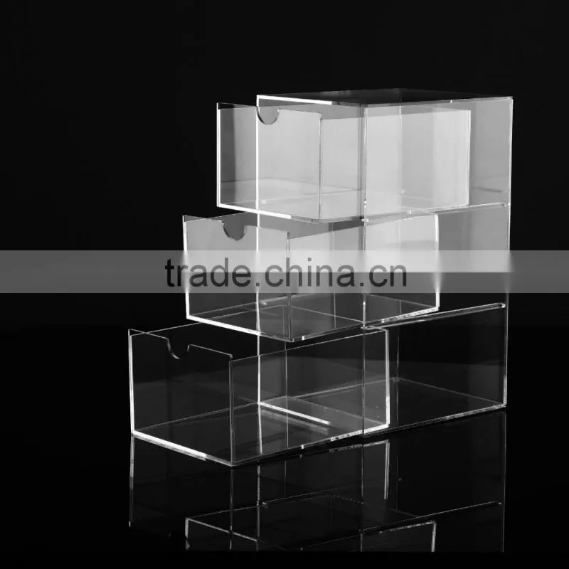 Makeup Display Organiser Box Acrylic Cosmetic Lipstick Brush Holder with 3 Drawers