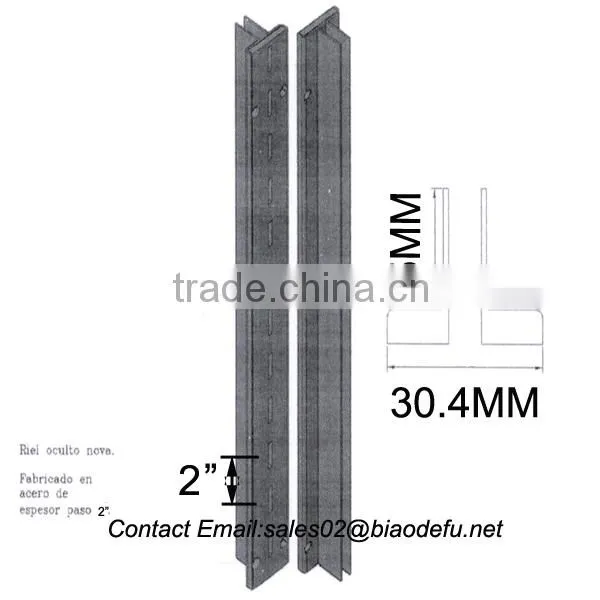 Two hole centre distance 2" hidden rail/track metal upright