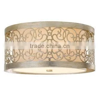 Silver Leaf Patina Arabesque 2 Light Flush Mount Ceiling Fixture