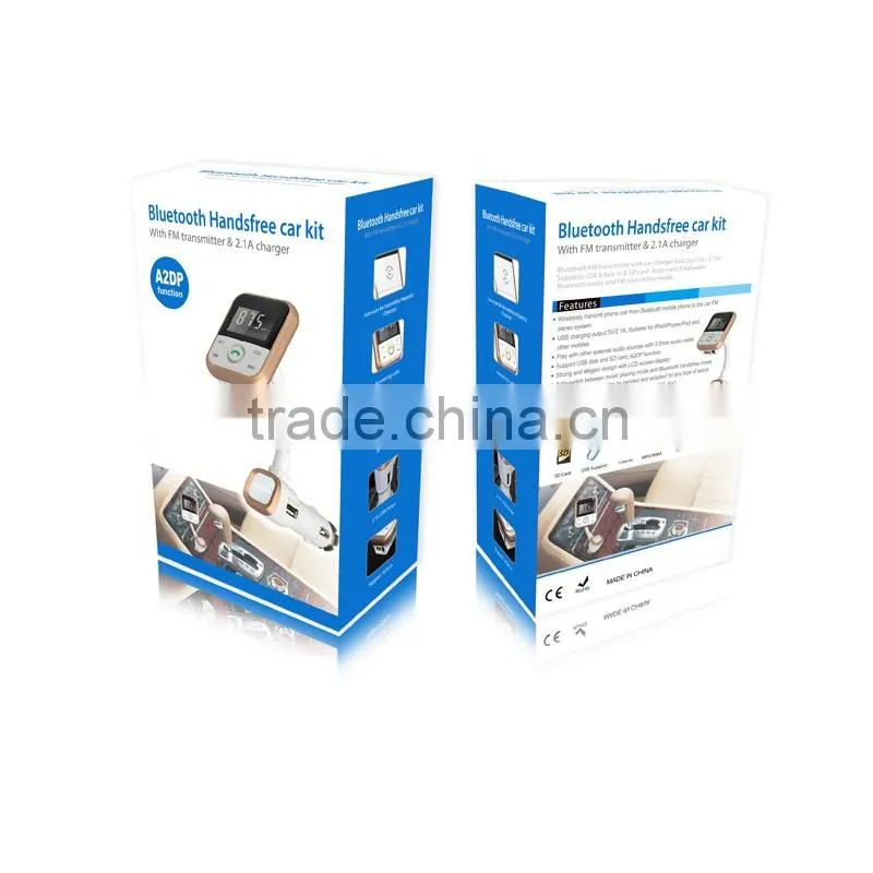 Bluetooth 4.0 handfree car kit with FM transmitter & 2.1A charger