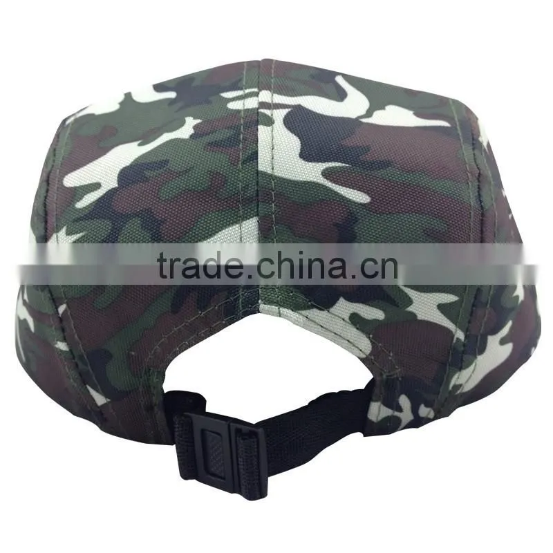 Custom Embroidered Patch Flat brim Army Running Cap with Two Metal Eyelets
