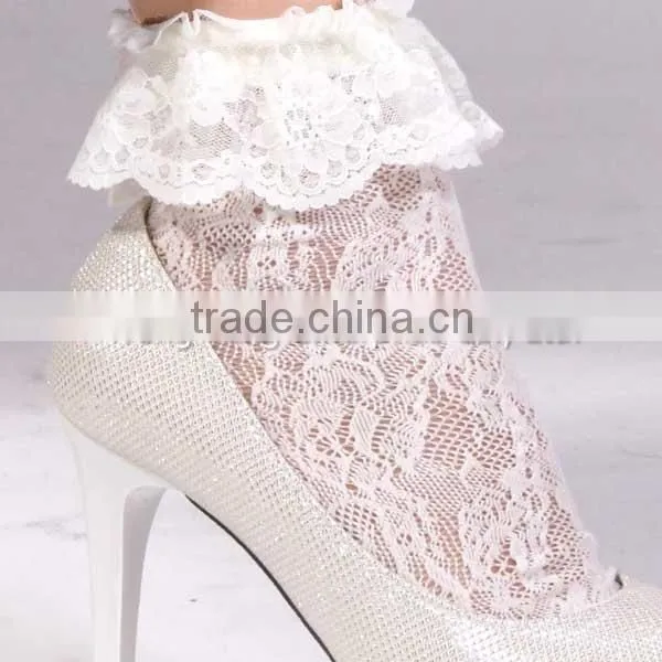 kintting Cosmos Pattern Lady Ruffle Lace Ankle Socks