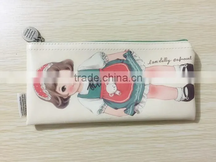 fashion funny clear cartoon wholesale pu school unbranded pencil case pattern customizable for girl