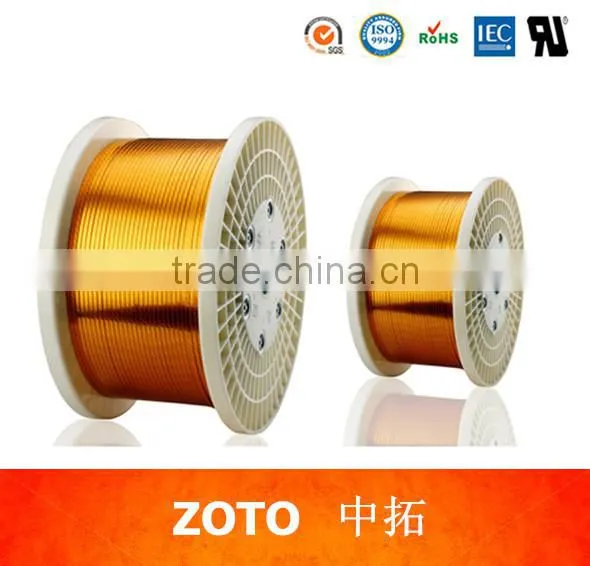 Flat section polyimide film covered conductor winding wire for motor
