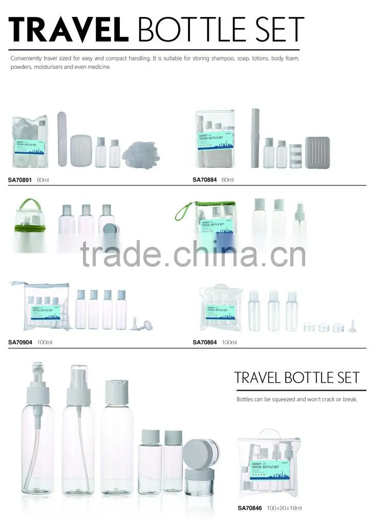 Top sells best assortment Travel PET bottle set