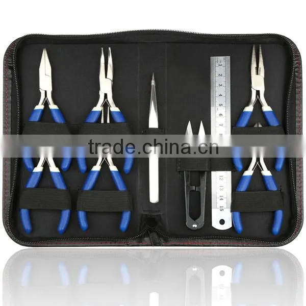 9 Pcs Jewellery Making Beading Mini Pliers Tools Kit Set Flat Long Round Nose