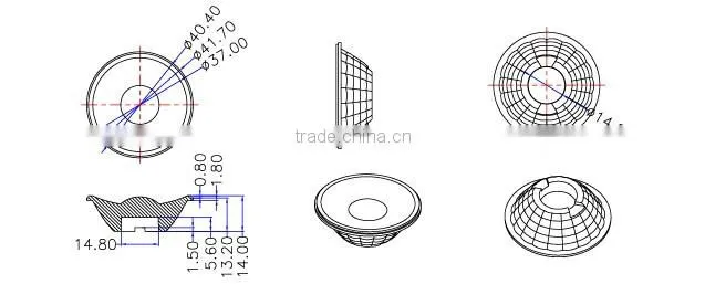 35mm Above COB Lens 60 degrees for Imitation lumens LED COB XPE/XBD/XPG (Ilenstech01ED-DBxxF)