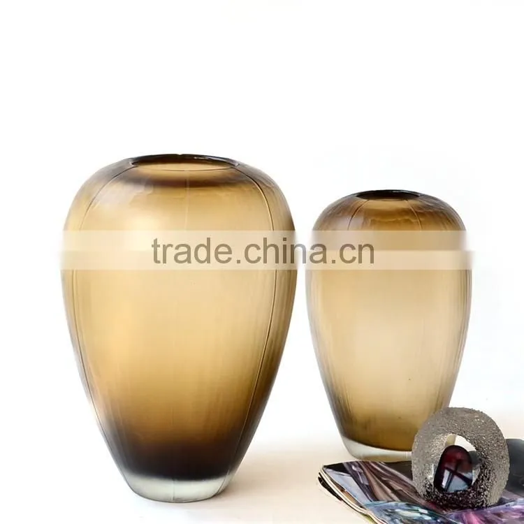 Handmade Vintage Italian Art Glass Murano Vase In Brown