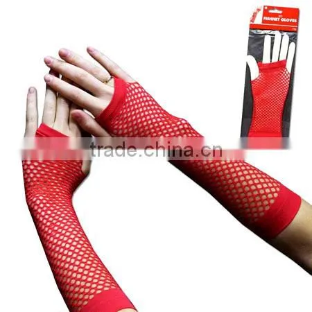 Halloween Accessory Short Neon Fishnet Gloves