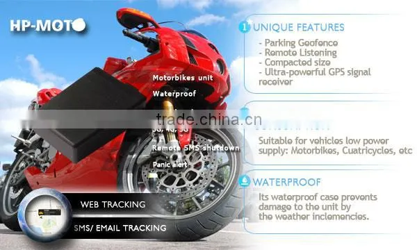 2014 New Release, Waterproof, Global coverage, Anti-theft alerting System, Quad-band, Motorbikes GPS Tracker - HPMOTO