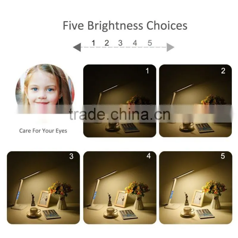 Modern Desk Lamp Dimmable Reading Light with Temperatures, 3 Color Mode,5-Level Dimmer