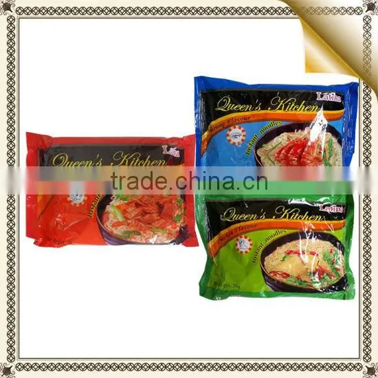 Multiple flavours Optional noodles 75g bag packing for export