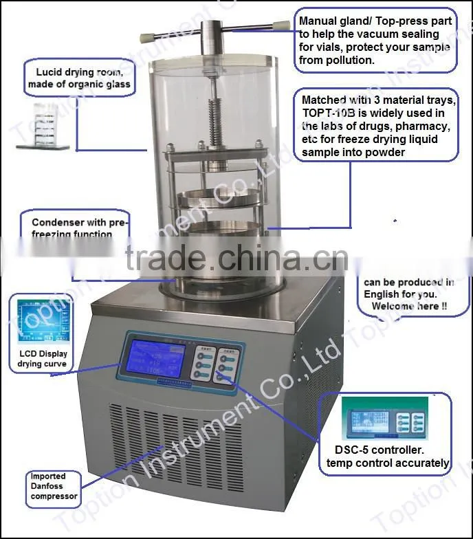 laboratory vacuum freeze dryer lyophilizer top press type drying equipment for sale
