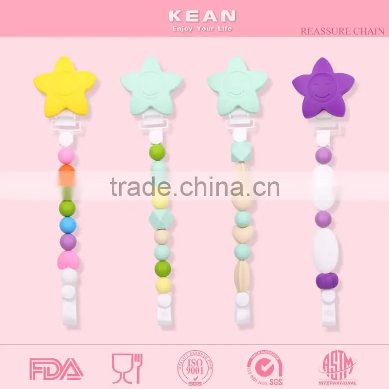 BPA free Silicone Baby Pacifier Clip Chain for Boys and Girls