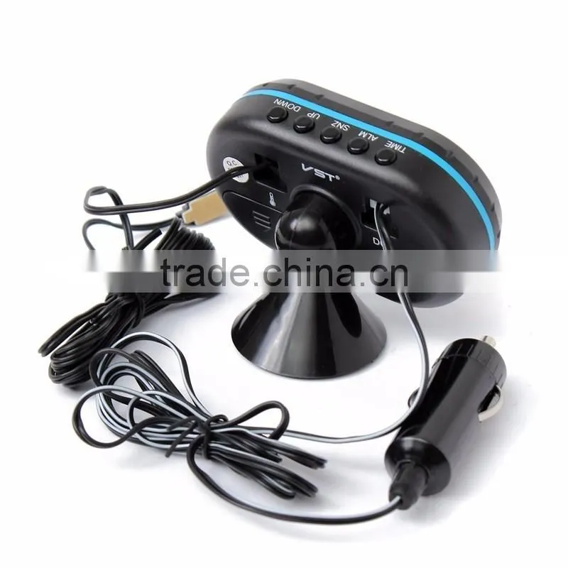 Brand New 12-24V Digital Auto Car Thermometer + Car Battery Voltmeter Voltage Meter Tester Monitor + Noctilucous Clock