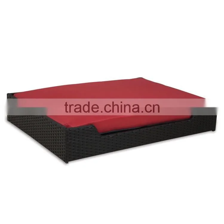 High qulaity resin wicker hand woven rectangle dog bed dog pet products