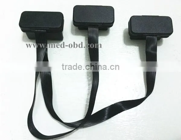 Flat OBD2 Splitter Y cable,OBD2 Male Connector to 2 Female,0.3m