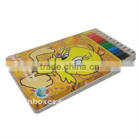 Alpino cartoon crayon hinged tin pencil case