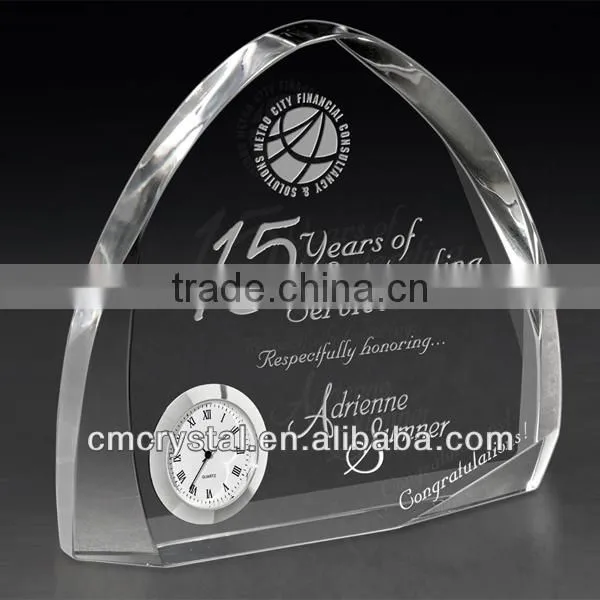 new product! crystal iceberg shaped trophy with silver clock