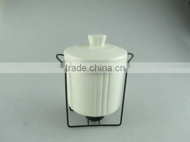 Stocklot porcelain soup tureen with lid and iron hob