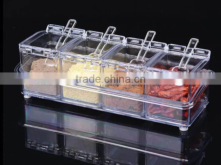 New Arrival Crystal Seal Waterproof With Spoon Condiment Seasoning box Cruet
