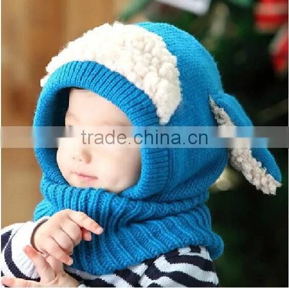 Siamese Puppy Scarf Winter New Baby Hat Wool Hat Winter Hat Hot Sale Beanie Hat Hooded Scarf Earflap Knit Cap