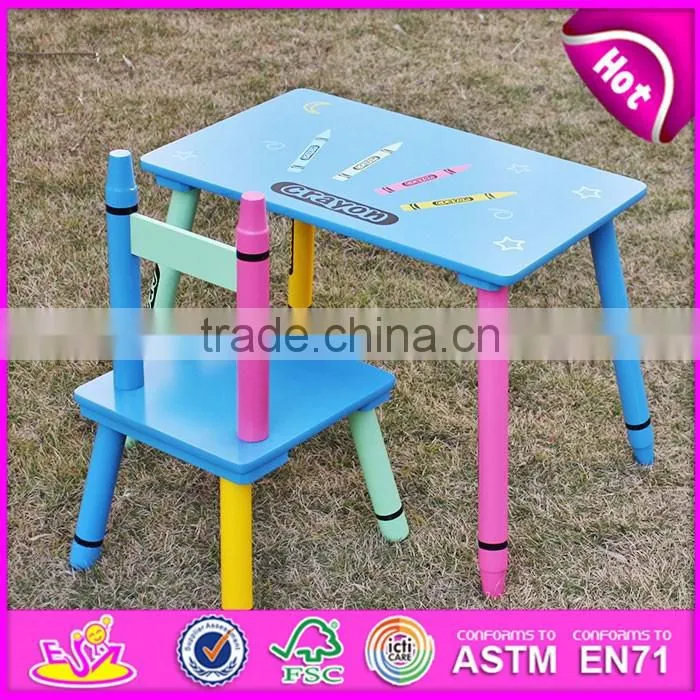 High quality kindergarten table and chairs natural wood daycare furniture W08G209-S