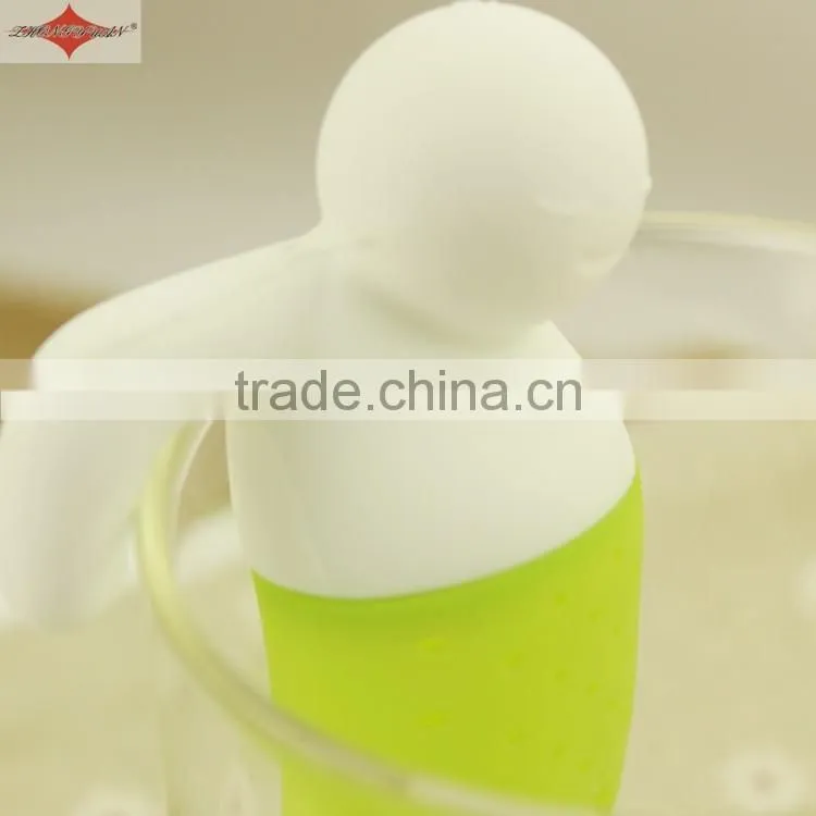 ZY-E3144 Hot Sales food grade Infuser Man shape Silicone Tea Strainers