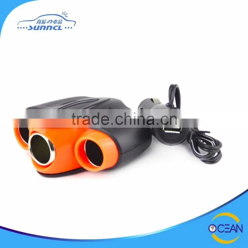 2 USB 4 Holes Car Cigarette Lighter Socket Car Adapter Plug