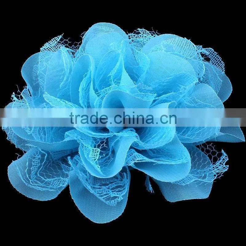 chiffon and lace flower clip for kids hair accessories for baby girl