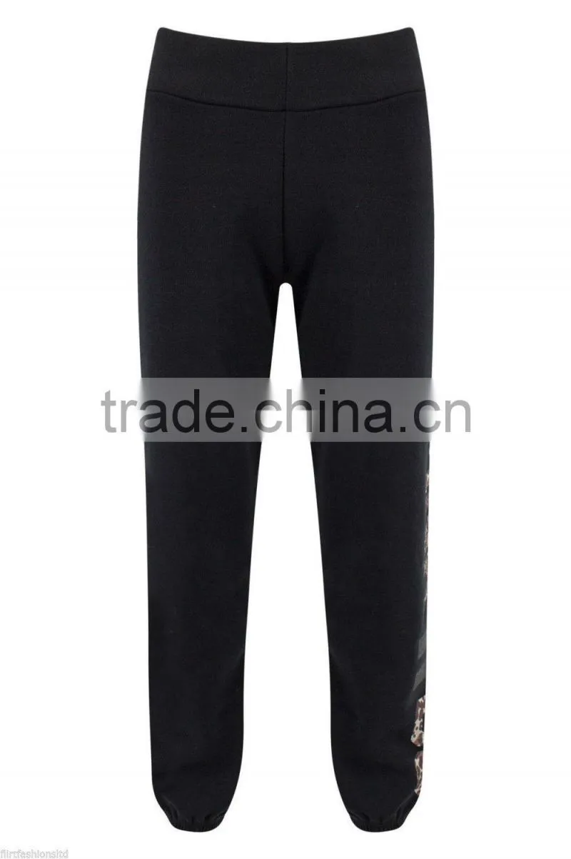 Ladies Leopard Print & Off Shoulder black Tracksuit Jessica Wright Celeb Joggers
