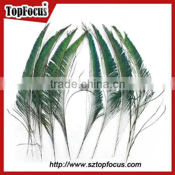 Cheap down raw material green natural peacock feather for sale