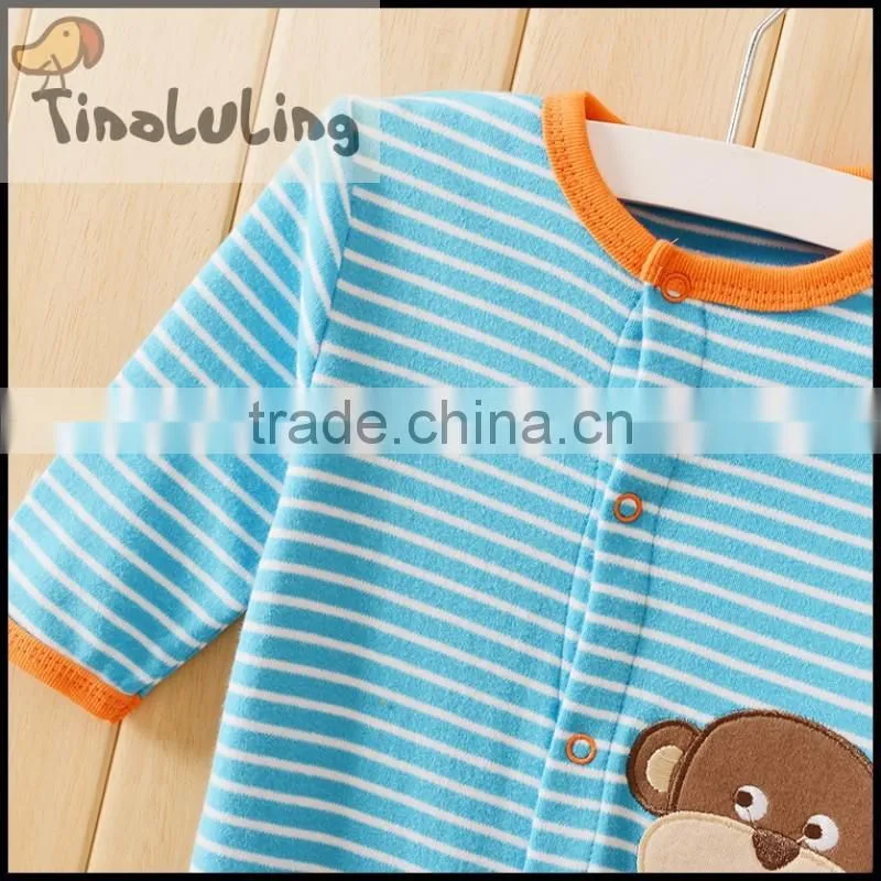 new baby winter pajamas, boys stirpe monkey footed pajamas, toddler footed pajamas