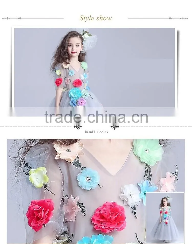 2017 fancy sheer embroidery gauze short sleeve long frocks cotton lining dress