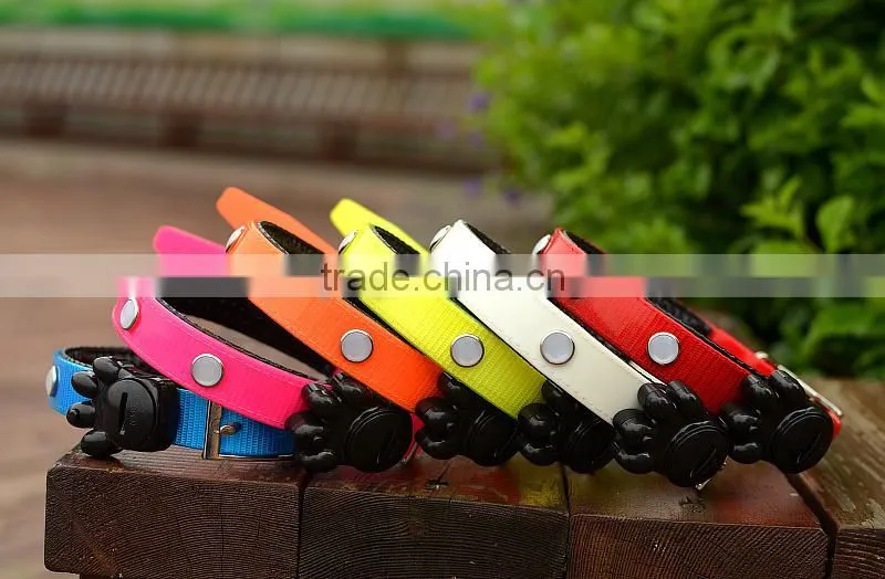 2015 new design LED flashing dog collar 6 PCS diamond amazing beautiful pet collar