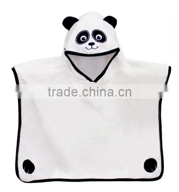 Embroidered snuggle custom cotton velour animal kids hooded poncho towel